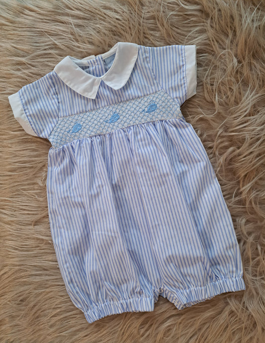 Smocked Embroidered Romper