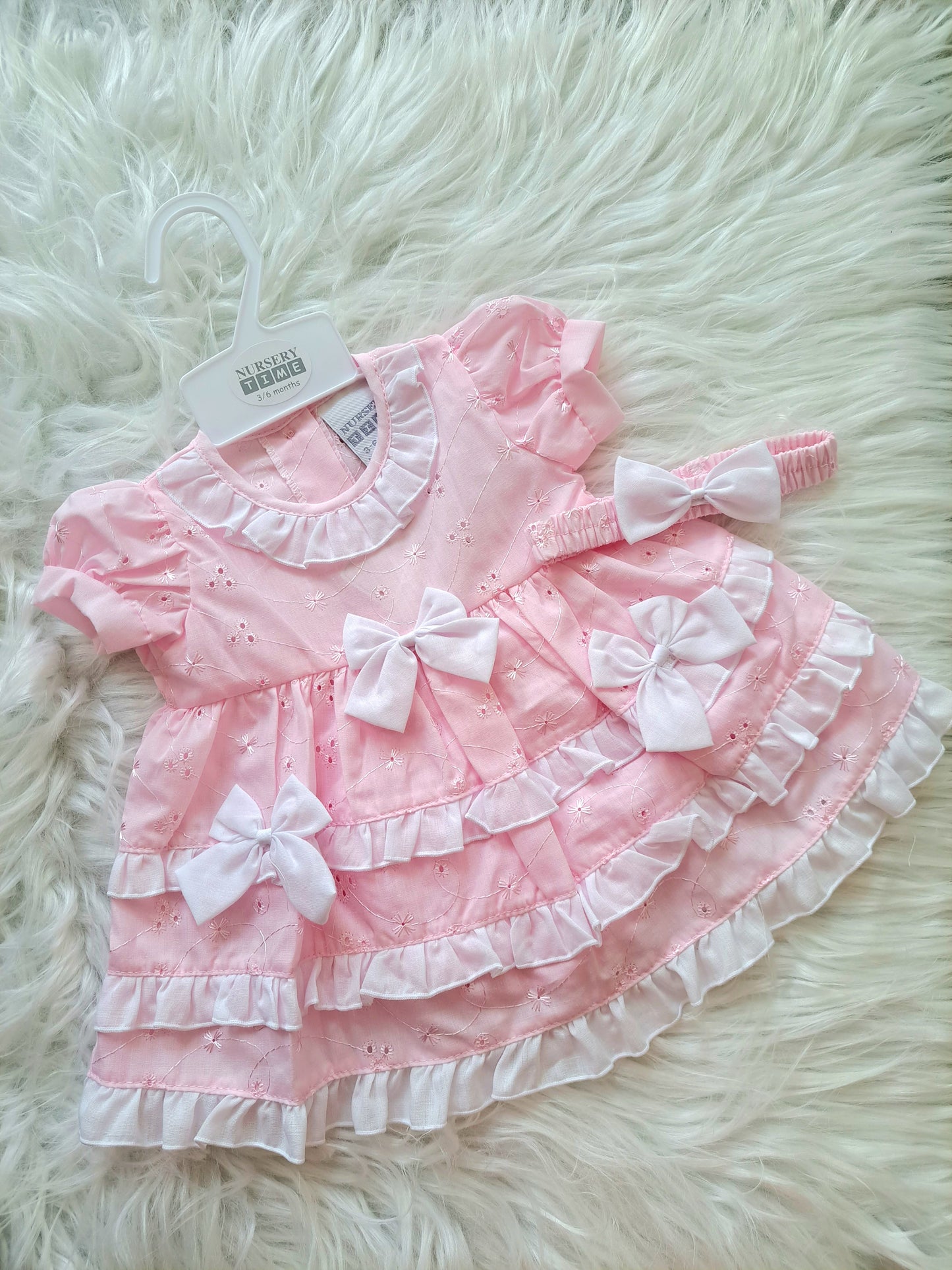 Anglaise Pink and White Dress