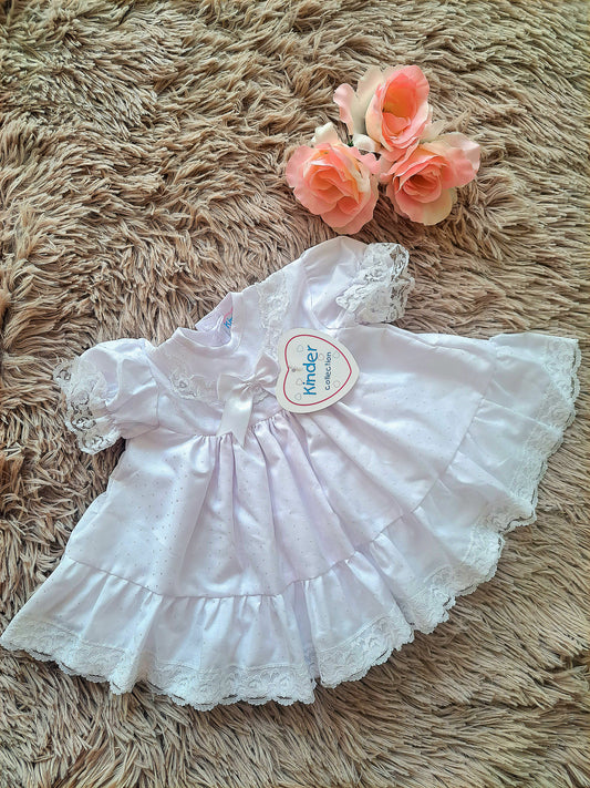 Kinder Boutique White Frilly Ribbon Dress