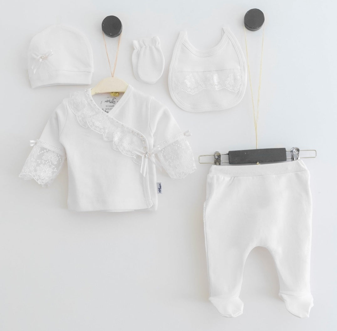 Lace and Pearl Stone set of 5