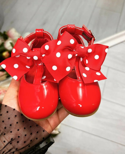 Red and White Polka Dot Mary Jane shoes